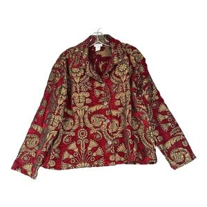 DB SPORT Women’s M Medium Red Tapestry Damask Jacket‎ Vintage Mature Equestrian